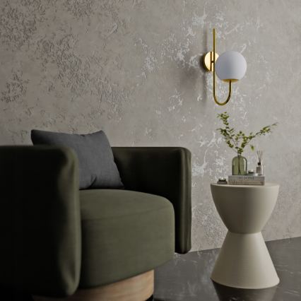 Sienas lampa 1xE27/40W/230V zelta/balta