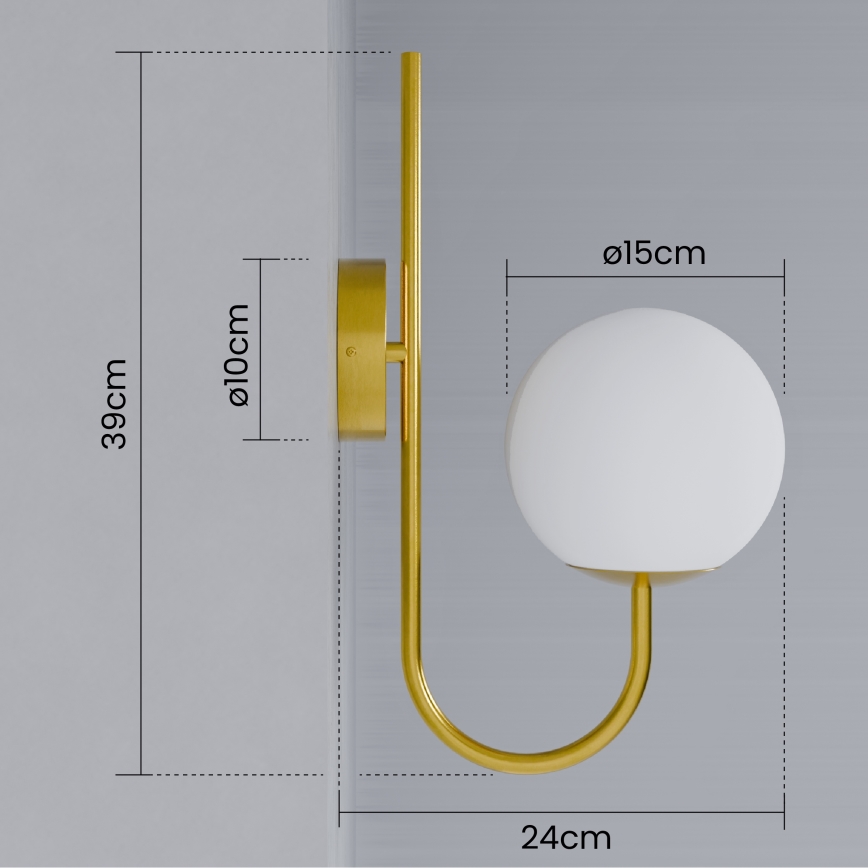Sienas lampa 1xE27/40W/230V zelta/balta