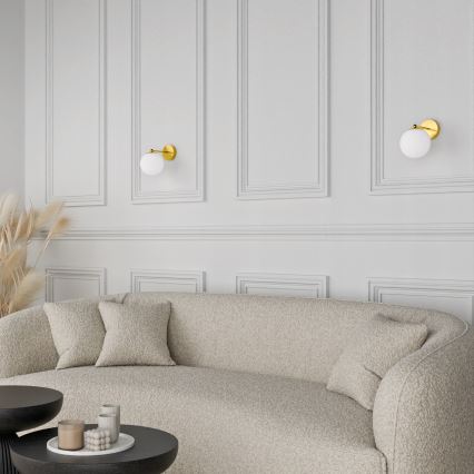 Sienas lampa 1xG9/40W/230V zelta/balta