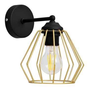 Sienas lampa AGAT 1xE27/15W/230V zelta/melna