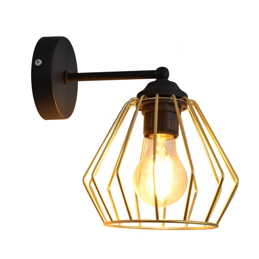 Sienas lampa AGAT 1xE27/15W/230V zelta/melna