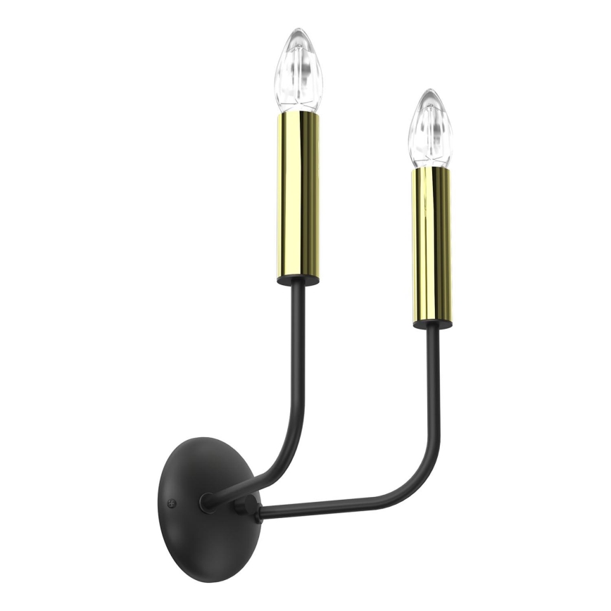 Sienas lampa AKASYA 2xE14/15W/230V melna/zelta