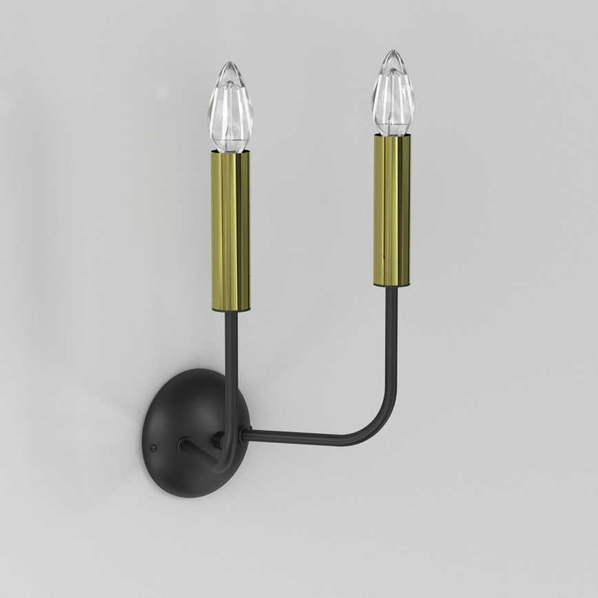 Sienas lampa AKASYA 2xE14/15W/230V melna/zelta