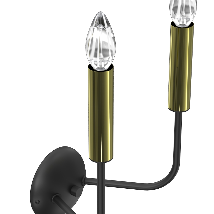 Sienas lampa AKASYA 2xE14/15W/230V melna/zelta