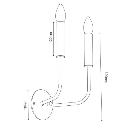 Sienas lampa AKASYA 2xE14/15W/230V melna/zelta