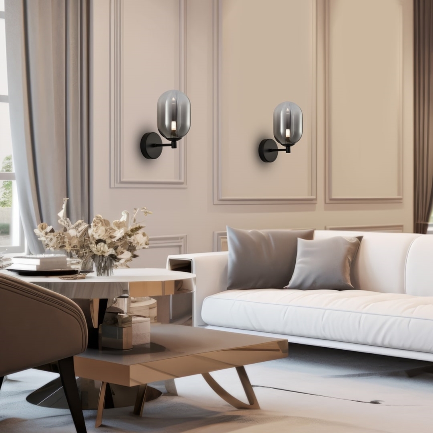 Sienas lampa ALIAS 1xG9/8W/230V melna/pelēka