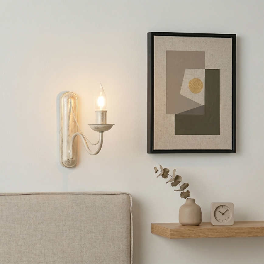Sienas lampa ANTON 1xE14/60W/230V balta patina