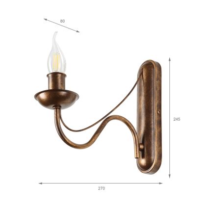 Sienas lampa ANTON 1xE14/60W/230V bronzas krāsā