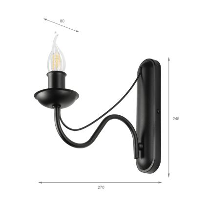 Sienas lampa ANTON 1xE14/60W/230V melna