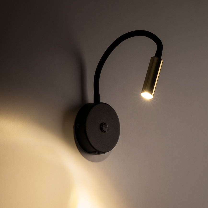 Sienas lampa ar USB portu LAGOS 1xG9/3W/5V 4000K melna/zelta