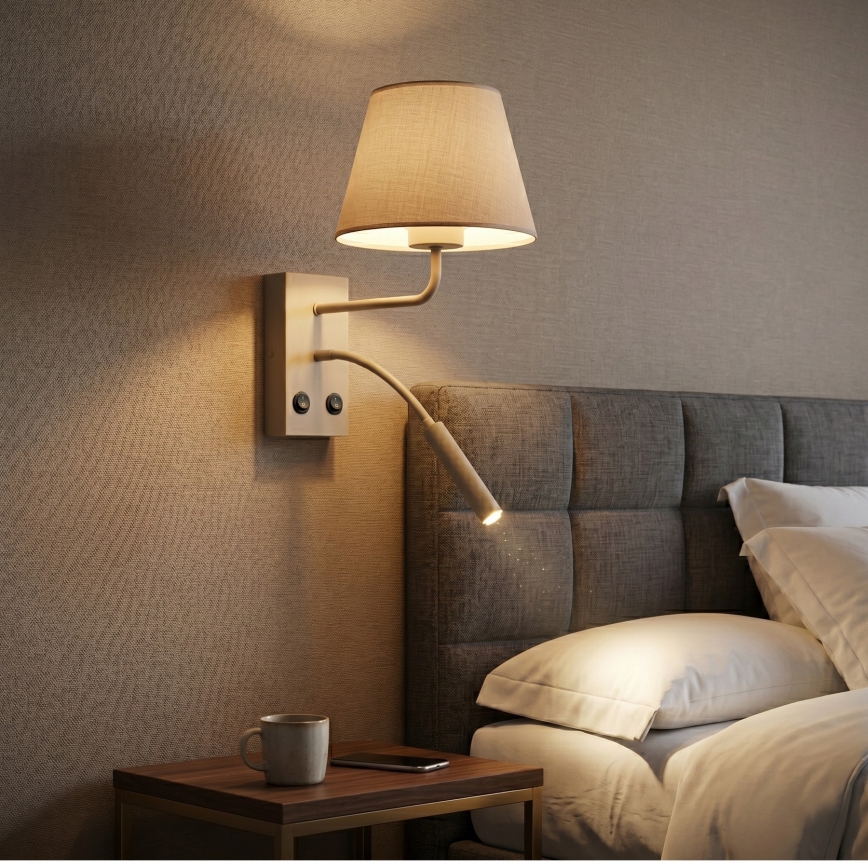 Sienas lampa ARDEN 1xE27/15W/230V + 1xG9/8W bēša