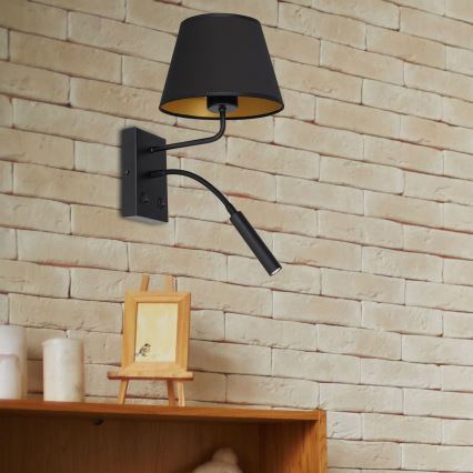 Sienas lampa ARDEN 1xE27/60W/230V + 1xG9/8W melna/zelta