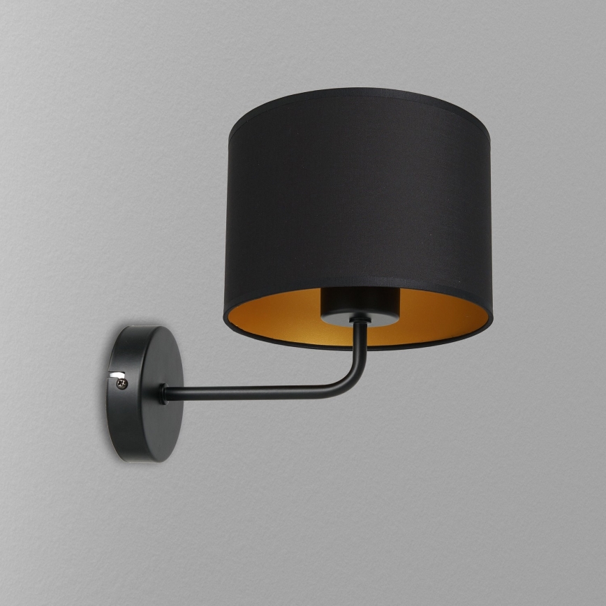 Sienas lampa ARDEN 1xE27/60W/230V melna/zelta
