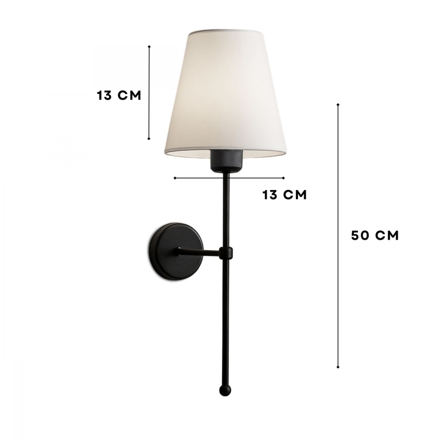 Sienas lampa ASPARAGUS 1xE27/40W/230V melna/krēmkrāsaina