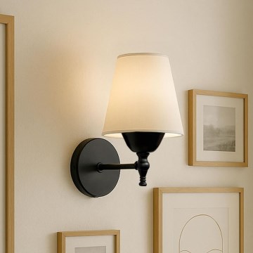 Sienas lampa ASPARAGUS 1xE27/40W/230V melna/krēmkrāsaina