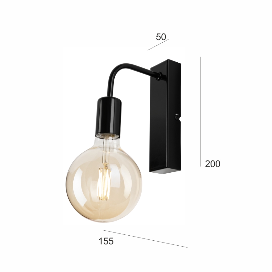 Sienas lampa ASTRID 1xE27/60W/230V spīdīgi melna