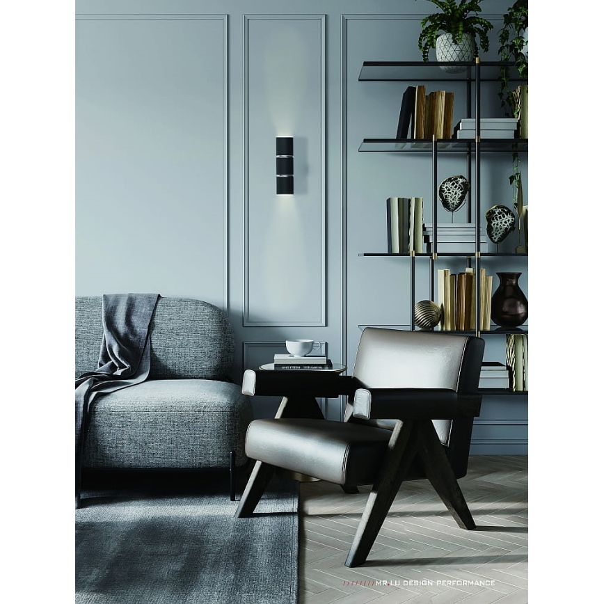 Sienas lampa BAMBOO 2xGU10/10W/230V melna