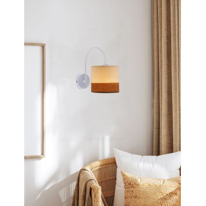 Sienas lampa BIANCO 1xE27/40W/230V balta/brūna