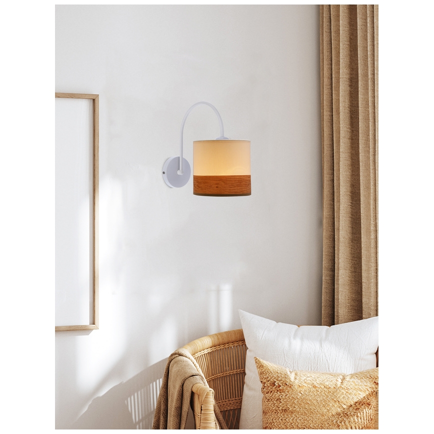 Sienas lampa BIANCO 1xE27/40W/230V balta/brūna