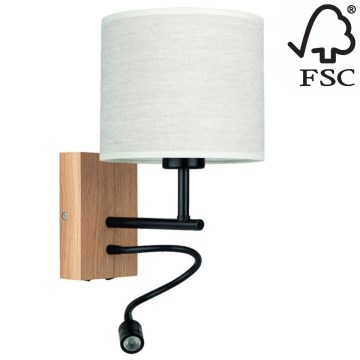 Sienas lampa BOHO 1xE27/25W + LED/1W/230V ozolkoks