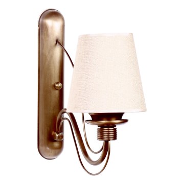 Sienas lampa CLASSIC 1xE27/40W/230V, bronzas/bēšas krāsas