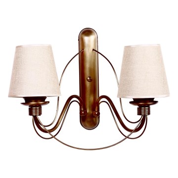 Sienas lampa CLASSIC 2xE27/40W/230V bronzas/bēša