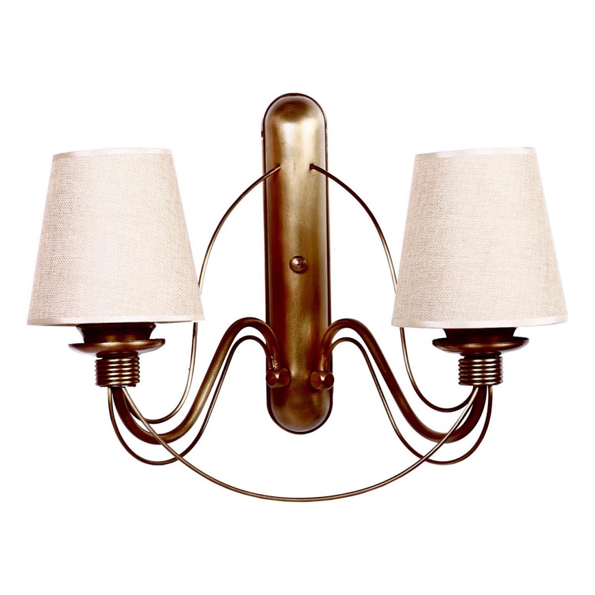 Sienas lampa CLASSIC 2xE27/40W/230V bronzas/bēša