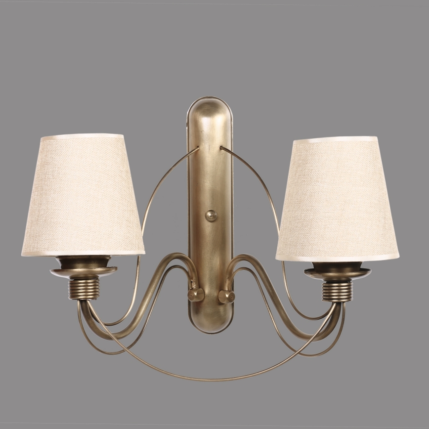 Sienas lampa CLASSIC 2xE27/40W/230V bronzas/bēša