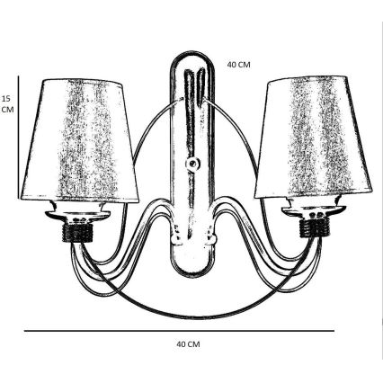 Sienas lampa CLASSIC 2xE27/40W/230V bronzas/bēša