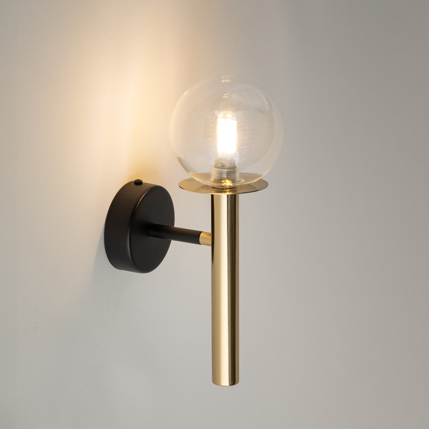 Sienas lampa DAISY 1xG9/12W/230V zelta/melna/caurspīdīga