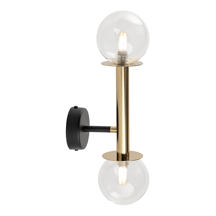 Sienas lampa DAISY 2xG9/12W/230V zelta/melna/caurspīdīga