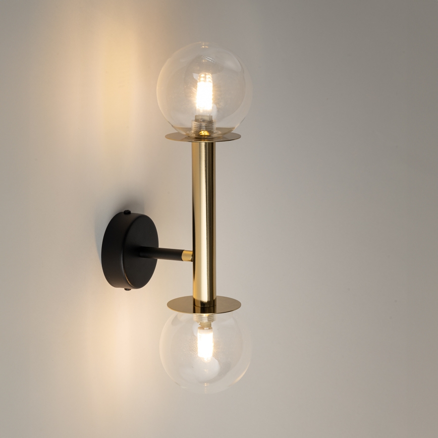 Sienas lampa DAISY 2xG9/12W/230V zelta/melna/caurspīdīga