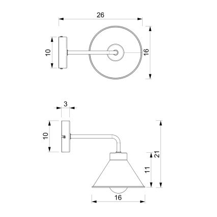 Sienas lampa DEMET 1xE27/60W/230V melna/zelta