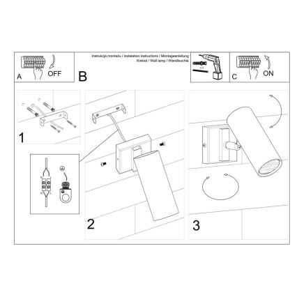 Sienas lampa DIREZIONE 1xGU10/40W/230V melns