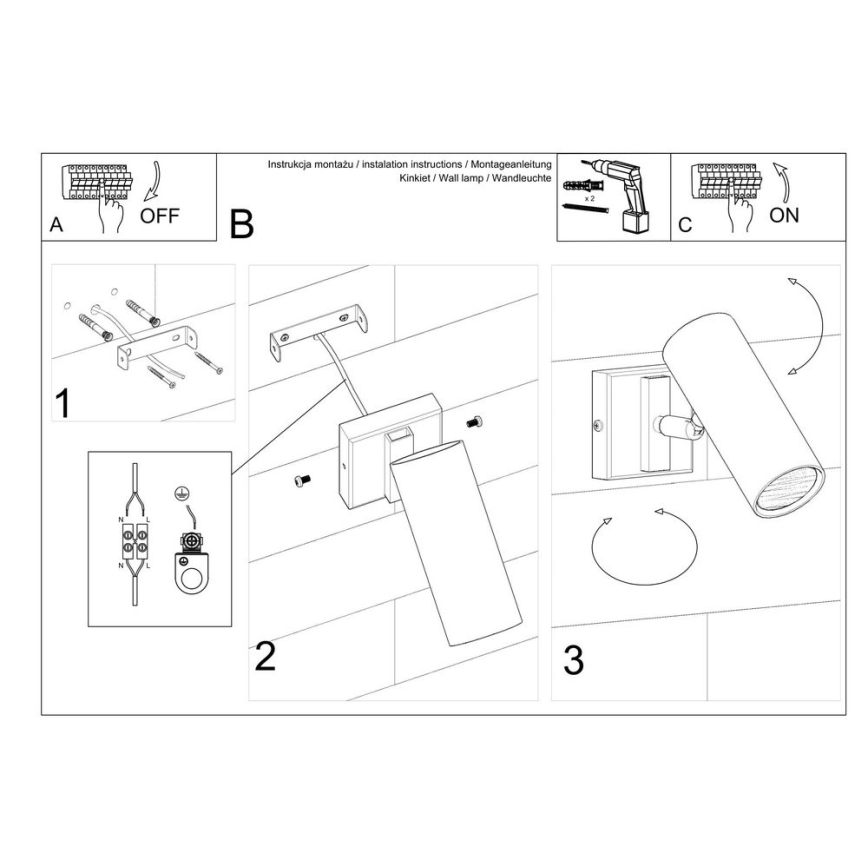 Sienas lampa DIREZIONE 1xGU10/40W/230V melns
