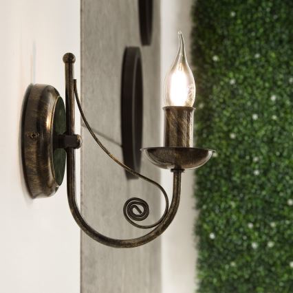 Sienas lampa DONATO 1xE14x40W/230V patina