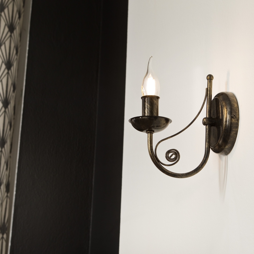 Sienas lampa DONATO 1xE14x40W/230V patina