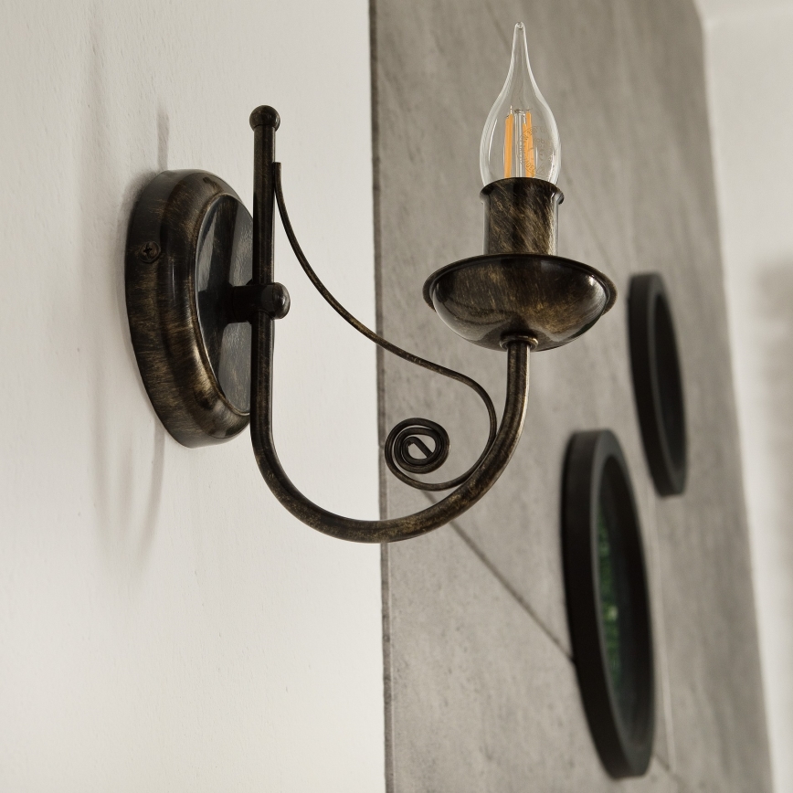 Sienas lampa DONATO 1xE14x40W/230V patina