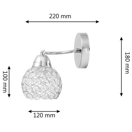 Sienas lampa DORIS 1xE27/15W/230V spīdīgi hromēts/caurspīdīga