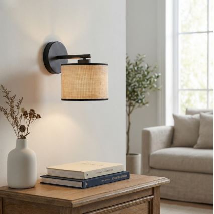 Sienas lampa ECO 1xE27/15W/230V bēša/ratāns