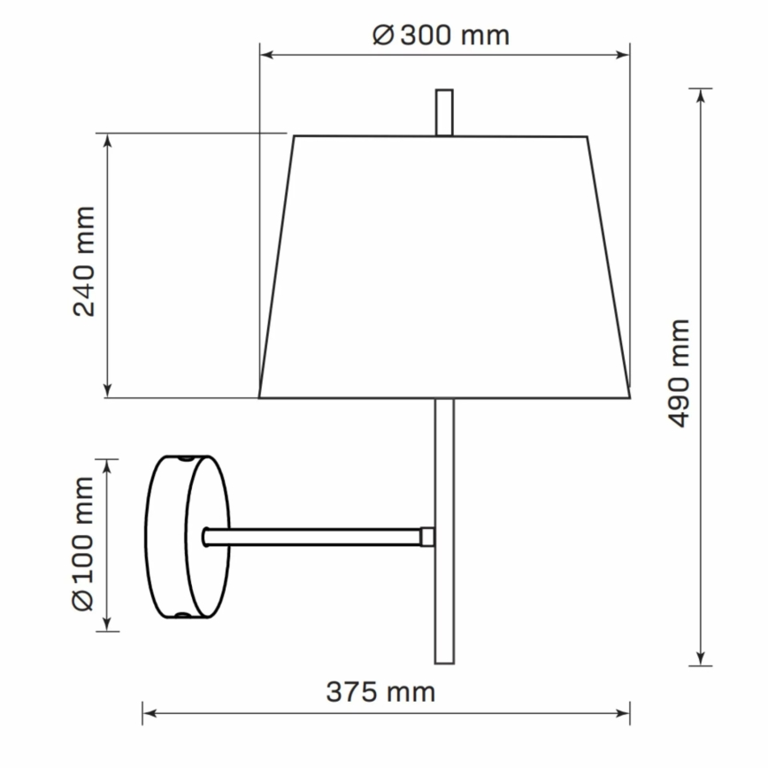 Sienas lampa ELENA 1xE27/20W/230V melna