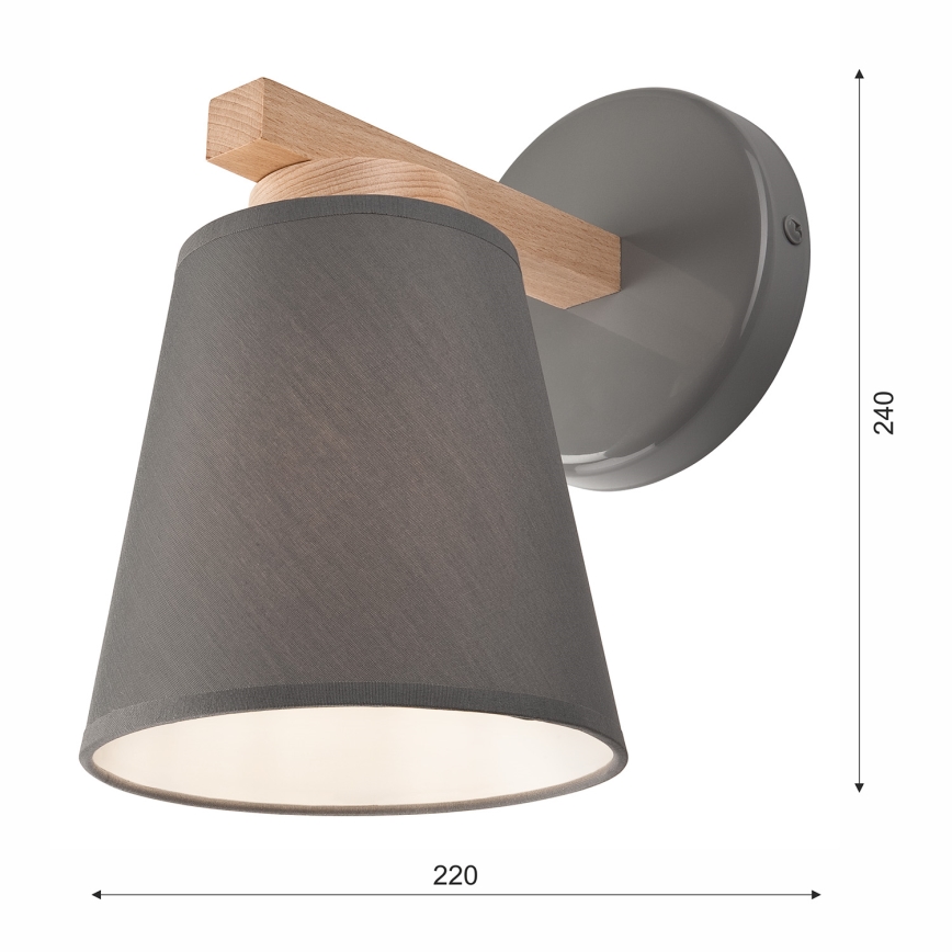 Sienas lampa ELLIE 1xE27/60W/230V dižskābardis