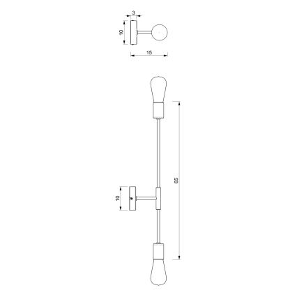 Sienas lampa FLAME 2xE27/60W/230V melna/zelta