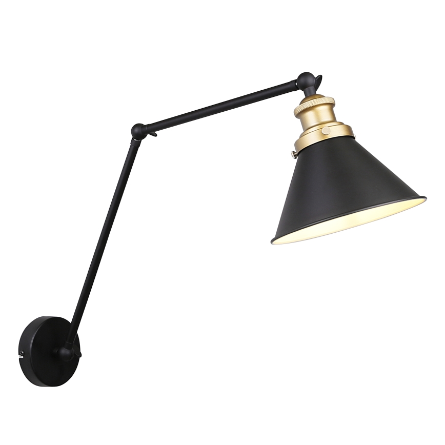 Sienas lampa FUNDO 1xE27/40W/230V melna/zeltaina