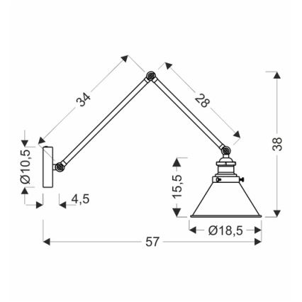 Sienas lampa FUNDO 1xE27/40W/230V melna/zeltaina