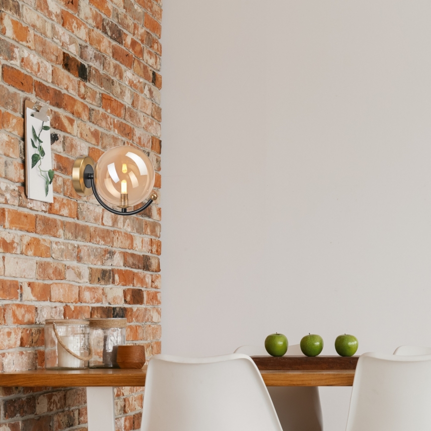 Sienas lampa GEORGIA 1xE14/5W/230V zelta/dūmakains bēša