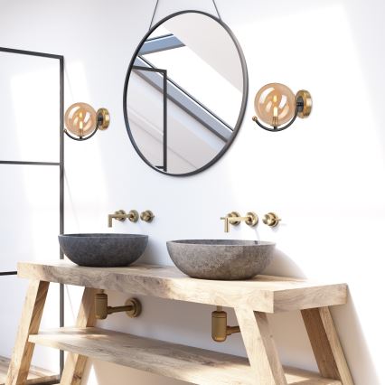 Sienas lampa GEORGIA 1xE14/5W/230V zelta/dūmakains bēša