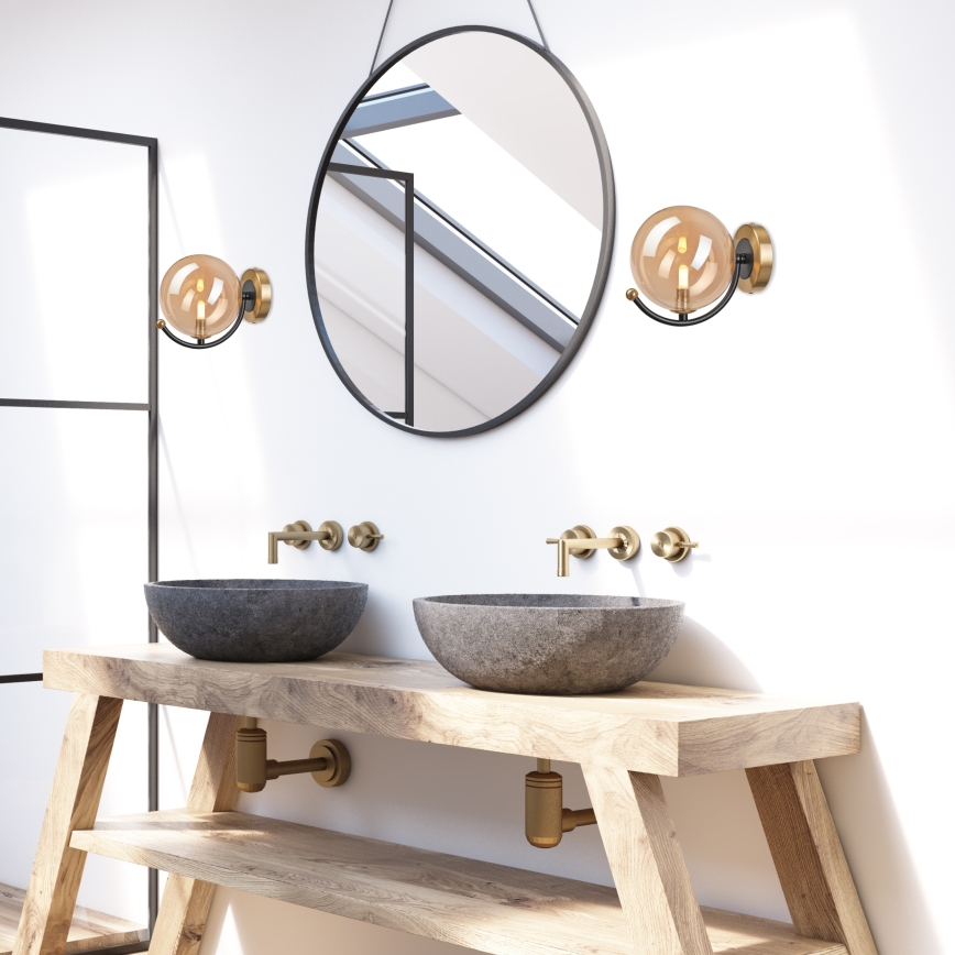 Sienas lampa GEORGIA 1xE14/5W/230V zelta/dūmakains bēša