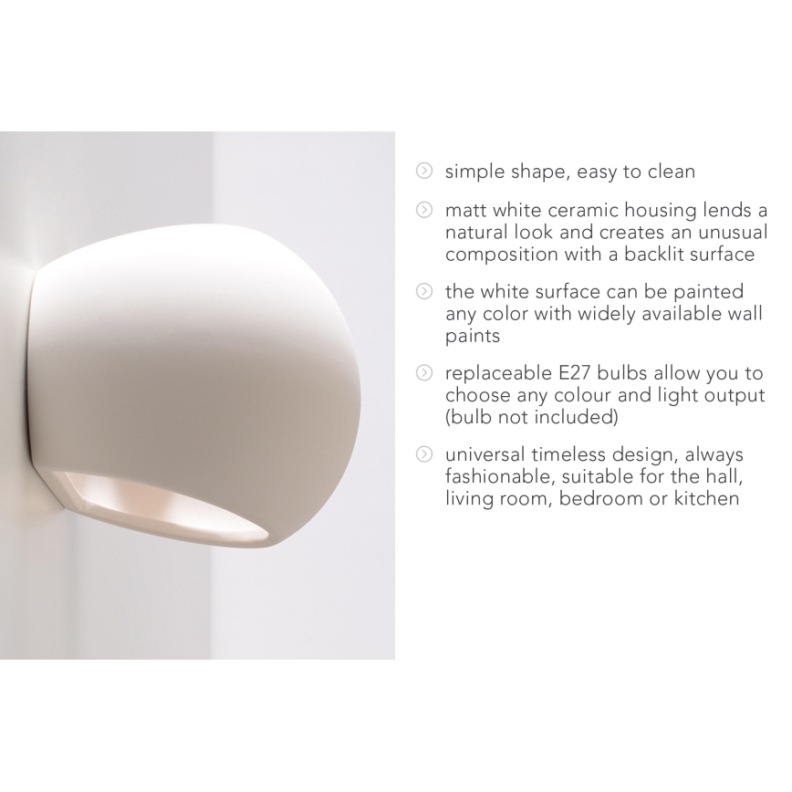 Sienas lampa GLOBE 1xE27/60W/230V, balta