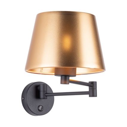 Sienas lampa GLORY 1xE27/15W/230V zelta/melna